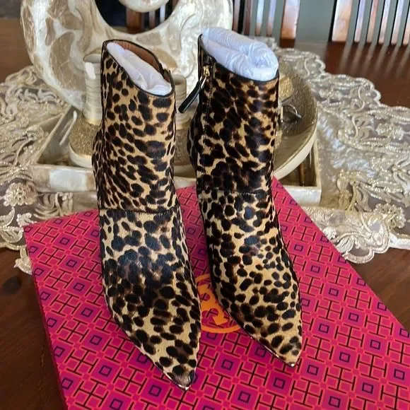 Tory Burch leopard print calf hair ankle boots - Picture 2 of 13